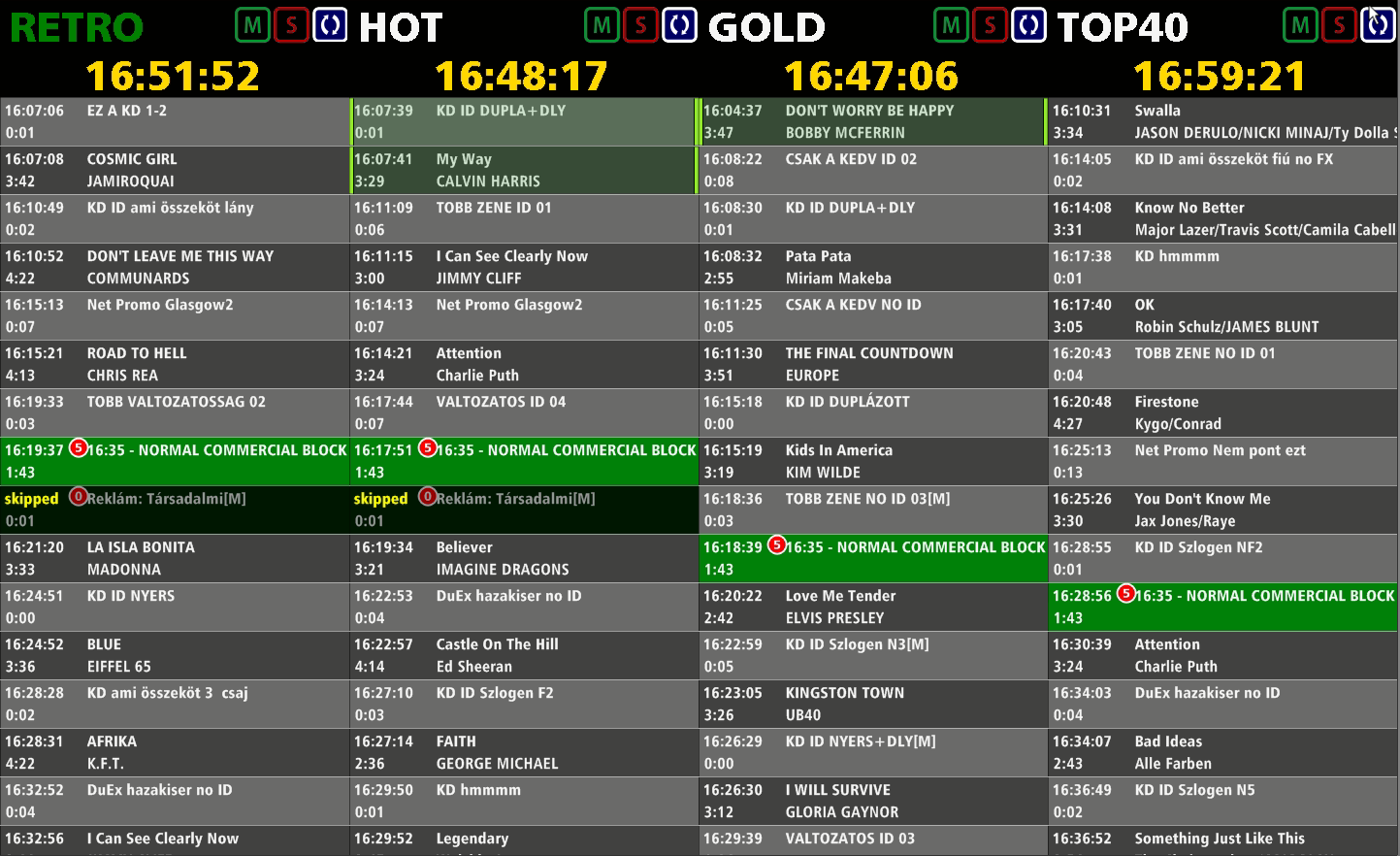 Selector screen for controlling multiple shows